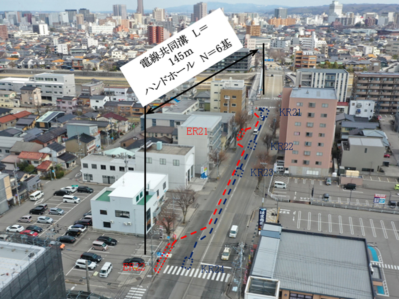 都）鳴和三日市線　無電柱化推進工事（管路工）